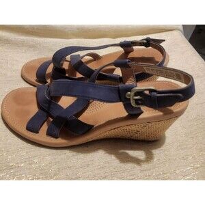 UGG Gaiana Wedge Strappy Sandals Blue Leather Size 9
